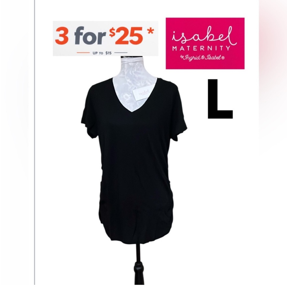 Isabel Maternity by Ingrid & Isabel Black Relaxed Short Sleeve Tee